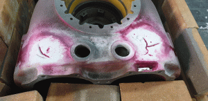 Recuperación de carcasas de hierro fundido, soldadura en horno y cosido mecánico.